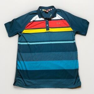 Men’s Puma Fun Colorful Striped Polo Shirt sz M